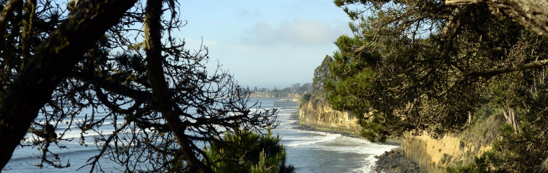View of cliffs at New Brighton beach in California