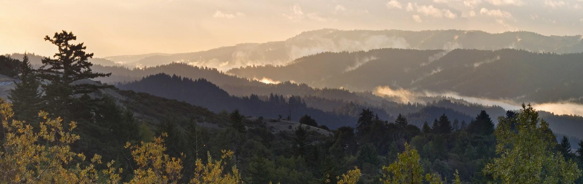 Morning view of Scotts Valley, CA mountains