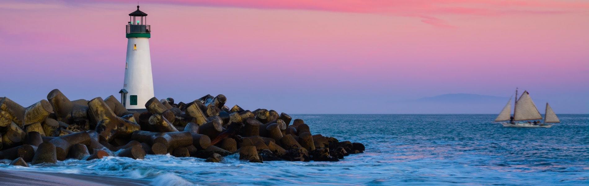 Pink sunrise over Aptos, CA waterfront