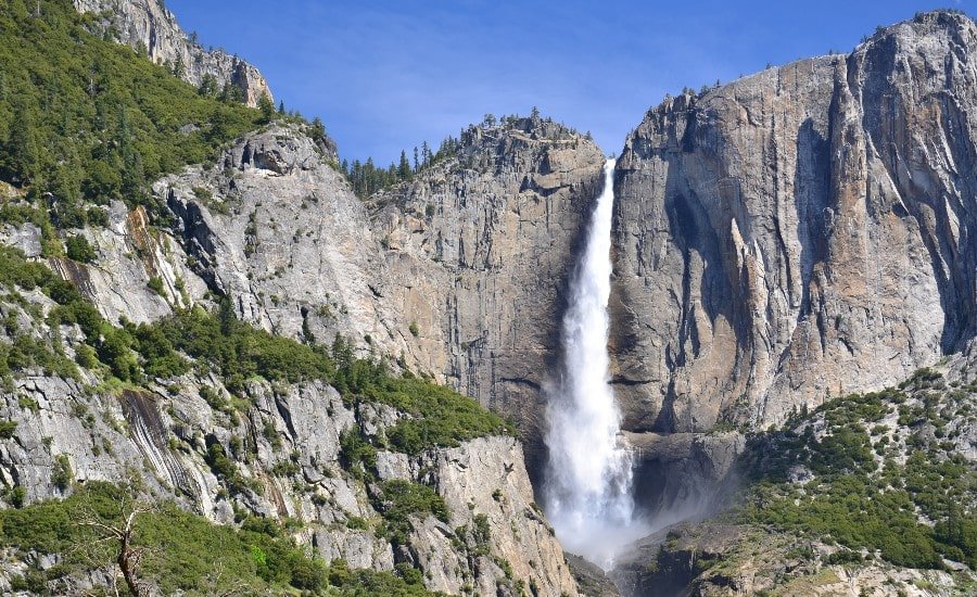 view of Yosemite Falls in Yosemite national park