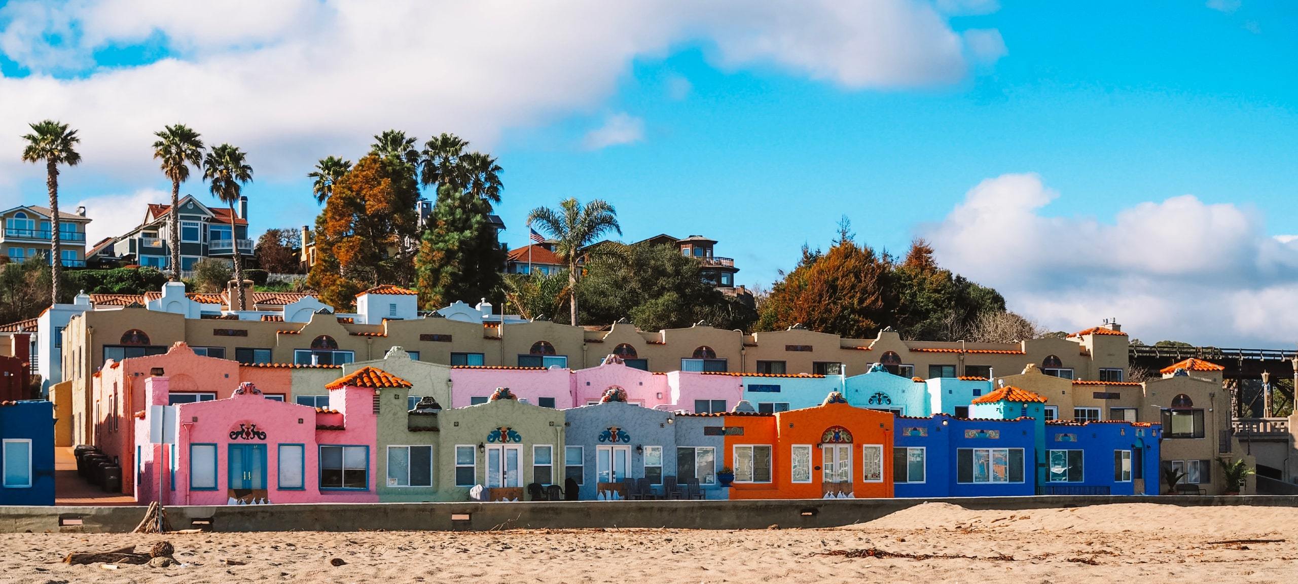 Colorful beach homes in Capitola, Santa Cruz County