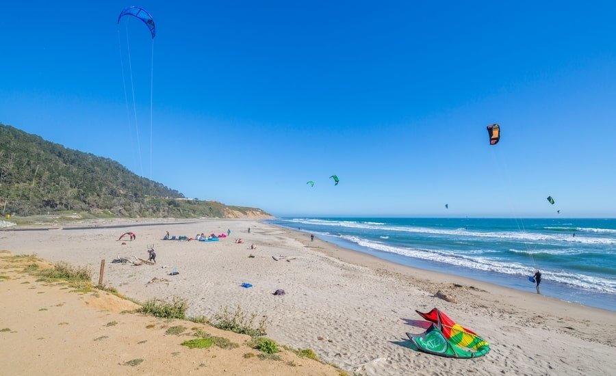 Kites at Waddell Beach in Davenport, California